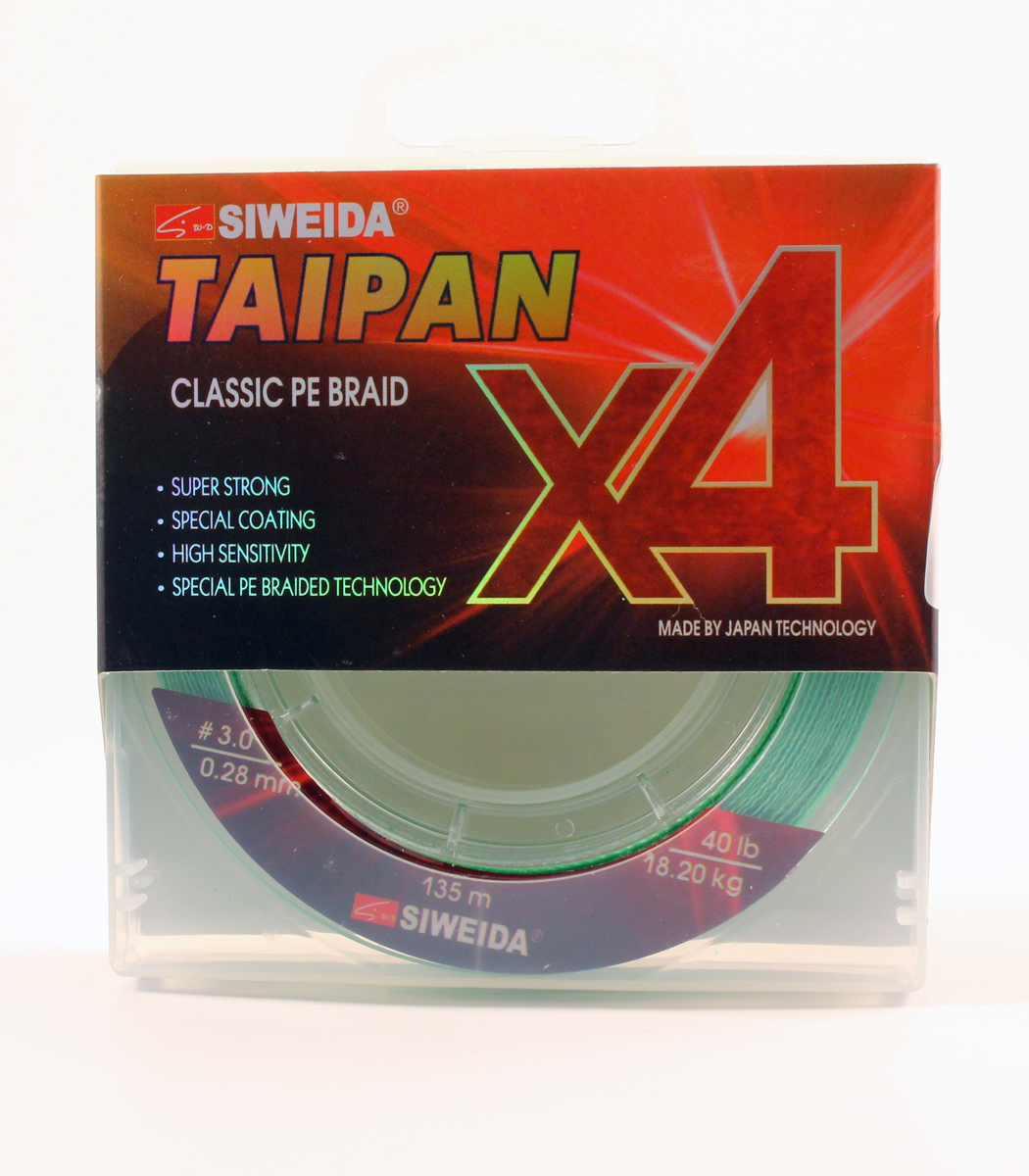 Леска плетеная Siweida Taipan Classic PE Braid X4 0,28 мм, 135 м, 18,2 кг, light green, Taipan Classic PE Braid X4
Леска плетеная Siweida Taipan Classic PE Braid X4 0,28 мм, 135 м, 18,2 кг, light green, Taipan Classic PE Braid X4