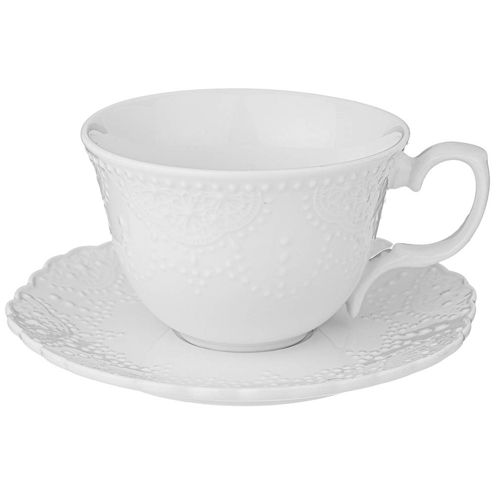 Чайная пара lefard ажур 250 мл комплект из 4 наборов, Белый 
Чайная пара lefard ажур 250 мл комплект из 4 наборов, Белый