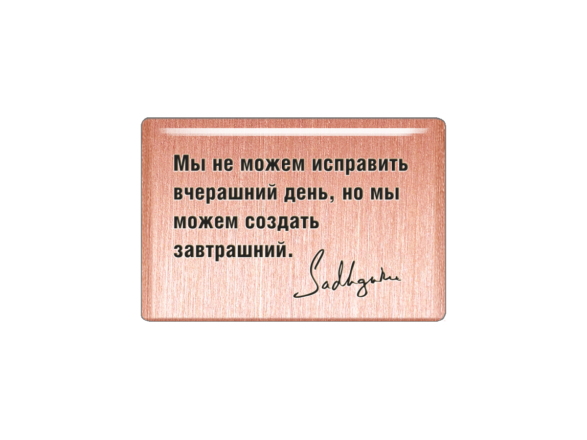 Магнит Мы не можем исправить вчерашний день, но мы можем создать завтрашний. Садхгуру, Т18.222.01.00
Магнит Мы не можем исправить вчерашний день, но мы можем создать завтрашний. Садхгуру, Т18.222.01.00