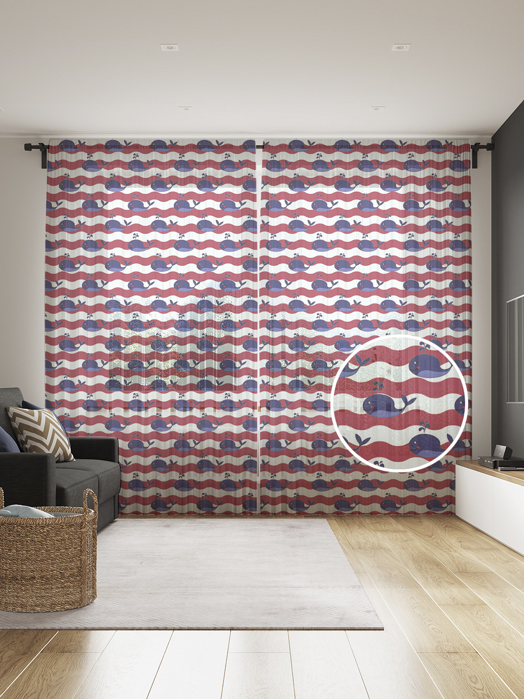 Фототюль JoyArty "Румяный кит", 145x265см (2 полотна со шторной лентой + 50 крючков), Румяный кит
Фототюль JoyArty "Румяный кит", 145x265см (2 полотна со шторной лентой + 50 крючков), Румяный кит