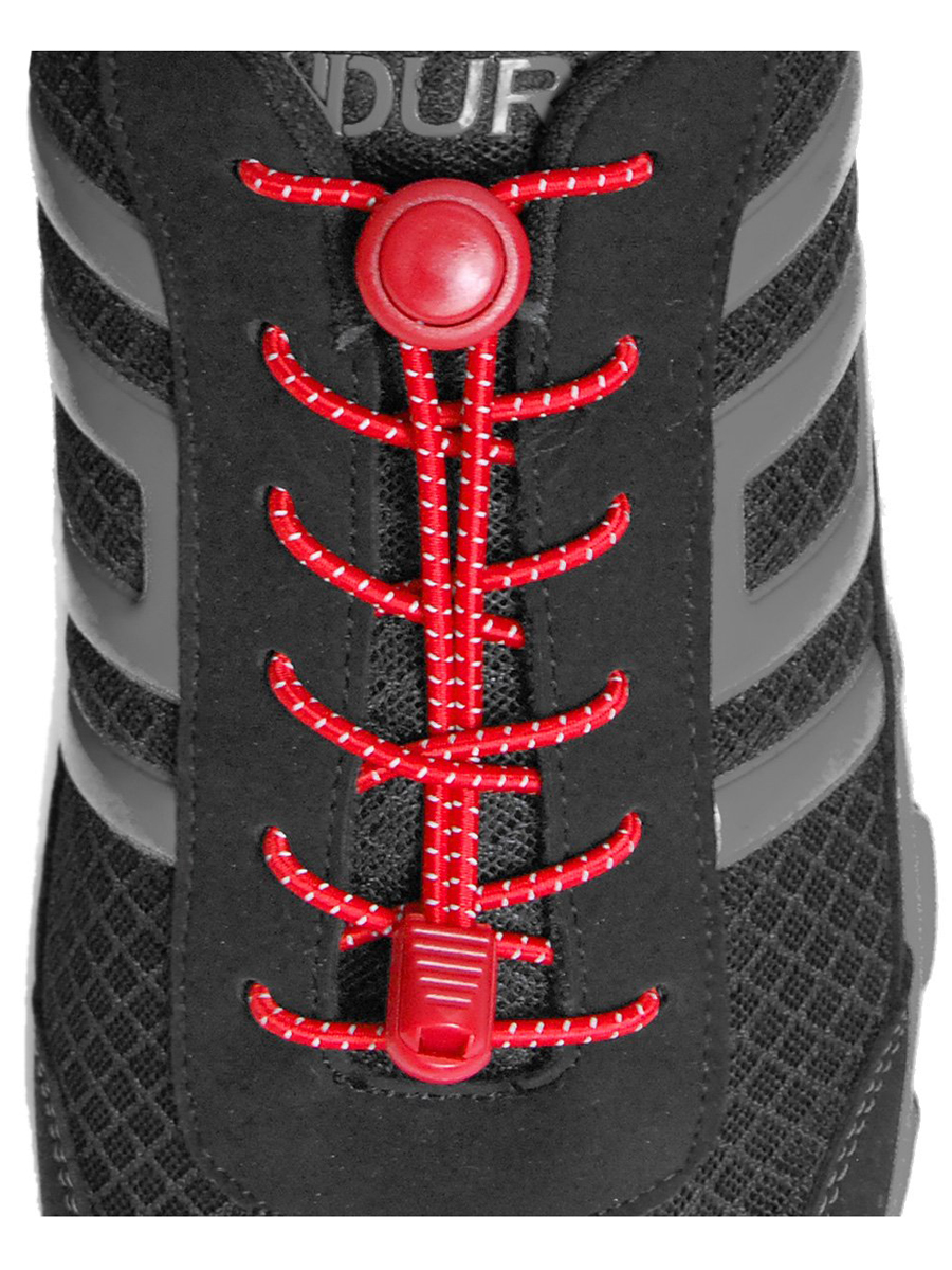 фото Шнурки для обуви lumo lm-ll-04 эластичные с фиксатором красные