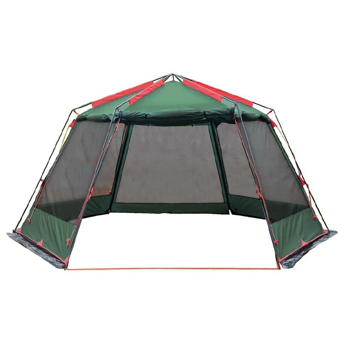 фото Большой шатер для отдыха на природе btrace highland, 430x370x225 см (зеленый/бежевый)