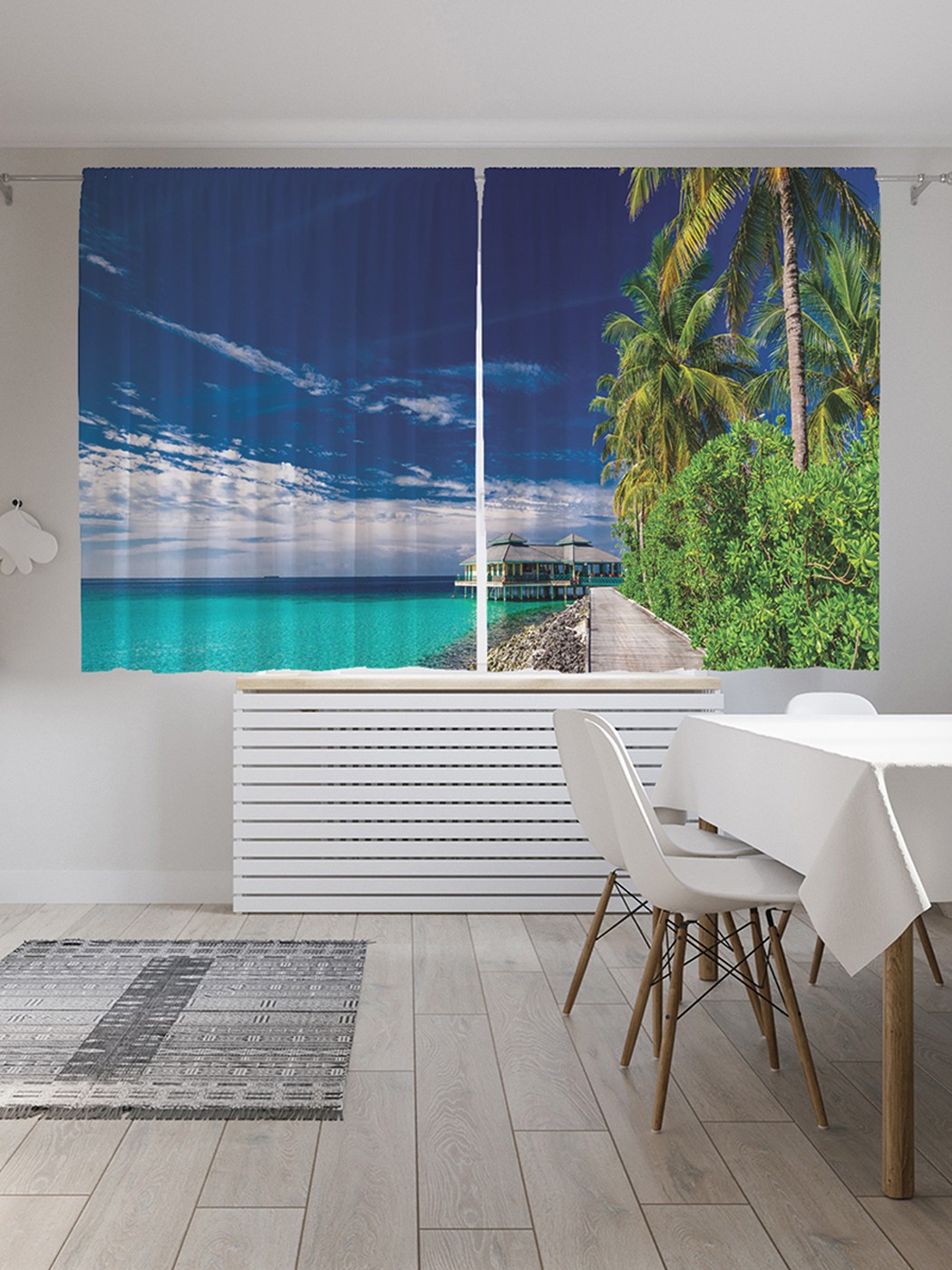 фото Шторы с фотопечатью "экзотический пирс" из сатена, 290х180 см joyarty