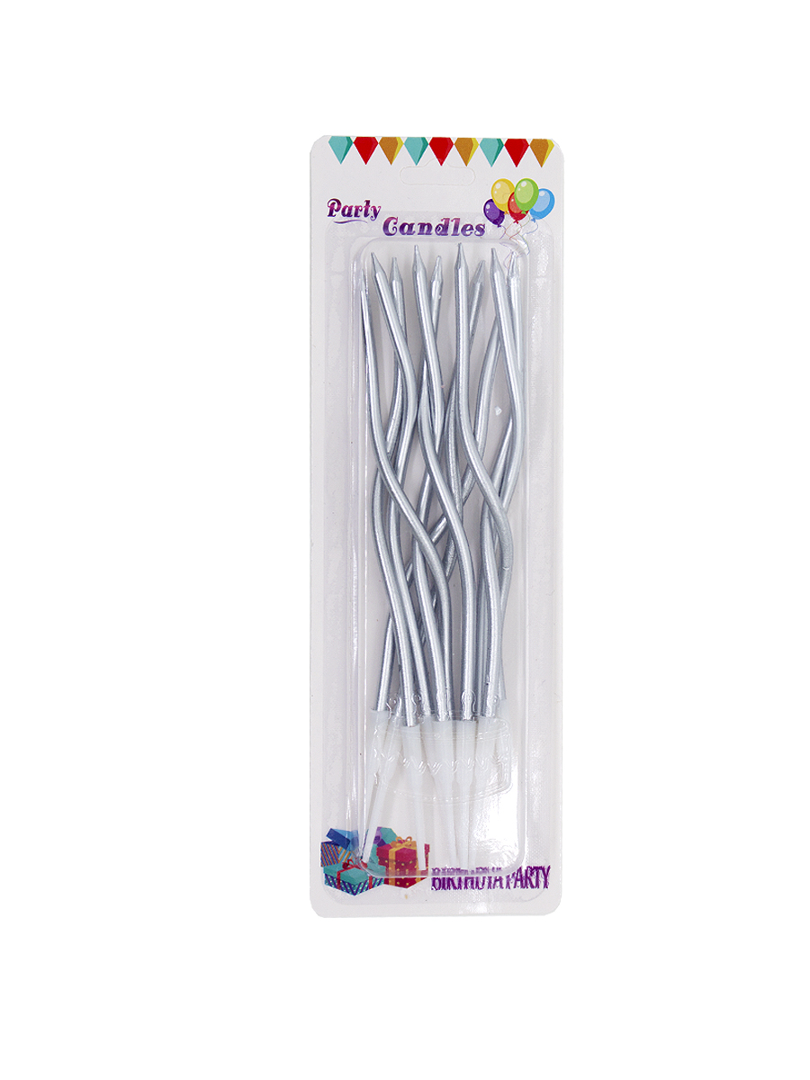 Свечи для торта изогнутые на праздник Party Candles, 12 шт. с подставкой Серебро, Серебро
Свечи для торта изогнутые на праздник Party Candles, 12 шт. с подставкой Серебро, Серебро
