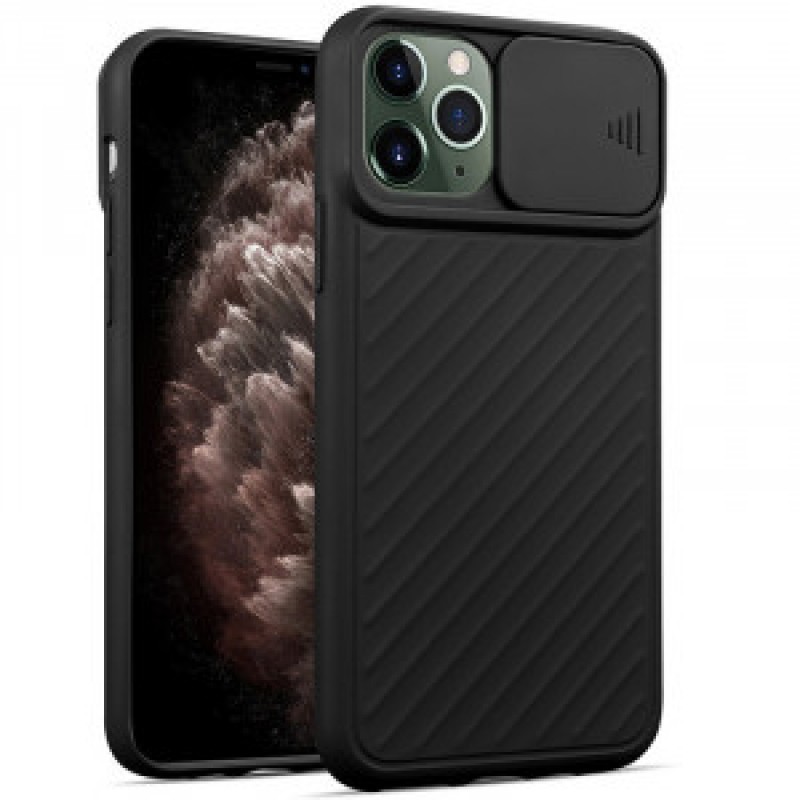 фото Чехол для iphone 11 pro с защитой камеры шторка overlay (черный) ёmart