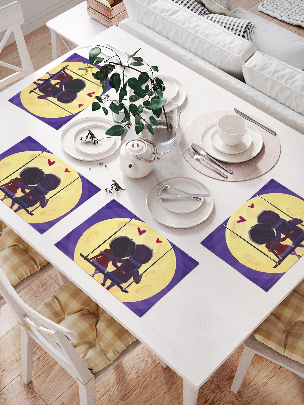 Комплект салфеток для сервировки стола «Полная луна» (32х46 см, 4 шт.), Желтый;фиолетовый;синий 
Комплект салфеток для сервировки стола «Полная луна» (32х46 см, 4 шт.), Желтый;фиолетовый;синий