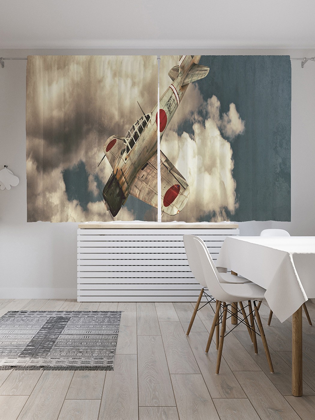 фото Шторы с фотопечатью "пике в облаках" из сатена, 290х180 см joyarty