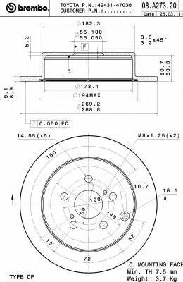 Диск тормозной задний 269mm brembo 08a27320, Диск тормозной задний 269mm brembo 08a27320 brembo 08a27320
Диск тормозной задний 269mm brembo 08a27320, Диск тормозной задний 269mm brembo 08a27320 brembo 08a27320