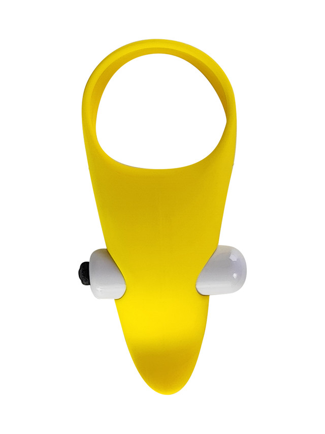 фото Эрекционное кольцо с вибропулей и рельефным отростком yes or yes желтое yesoryes