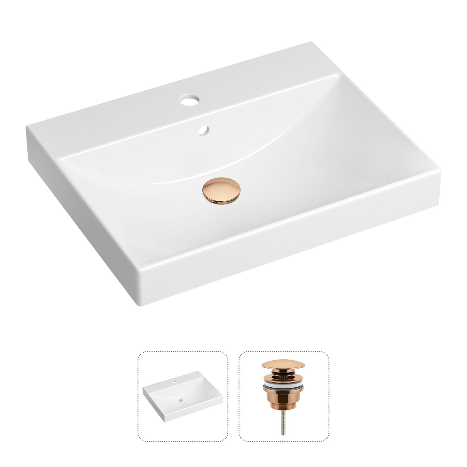 фото Комплект 2 в 1 lavinia boho bathroom sink 21520895: врезная раковина, донный клапан