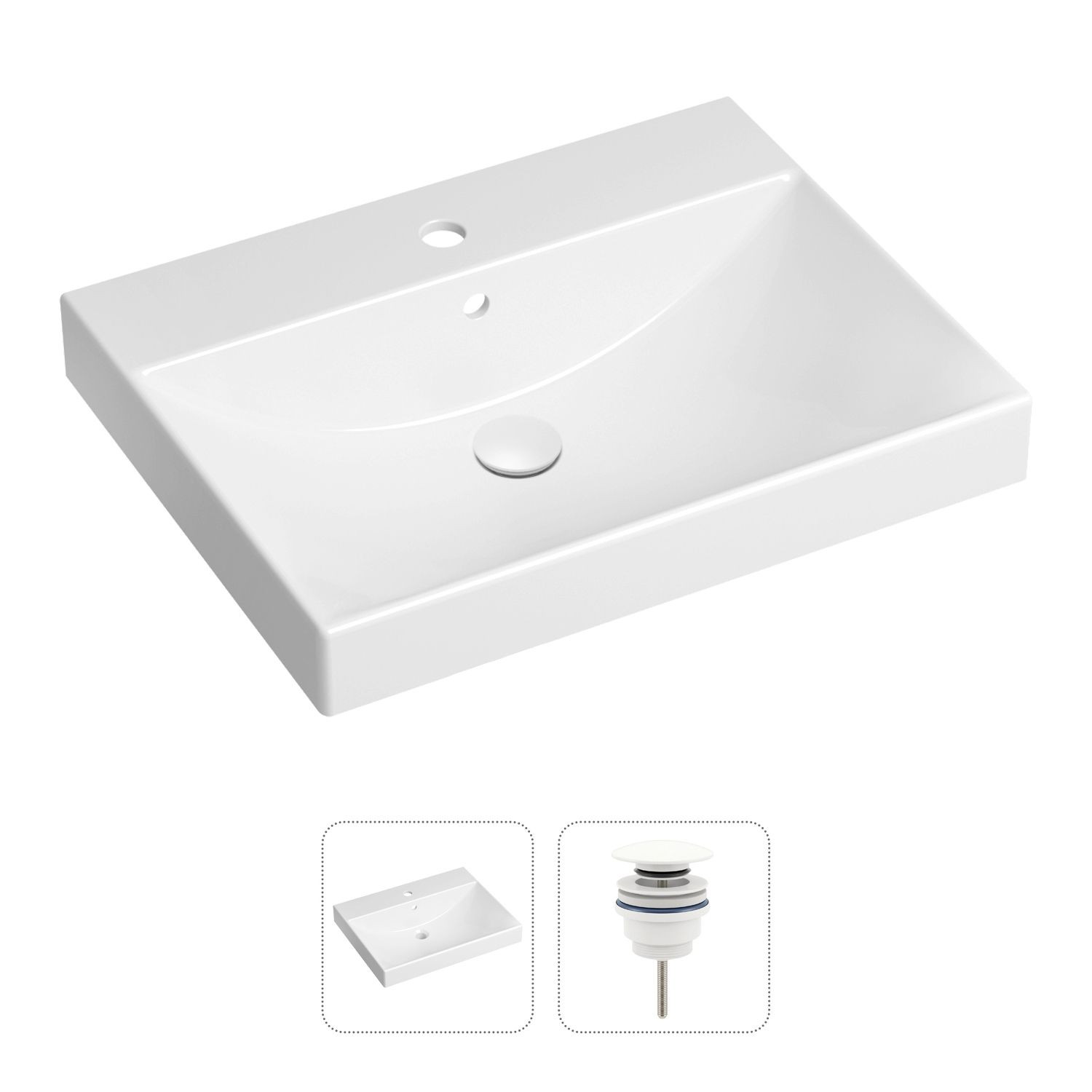 фото Комплект 2 в 1 lavinia boho bathroom sink 21520897: врезная раковина, донный клапан