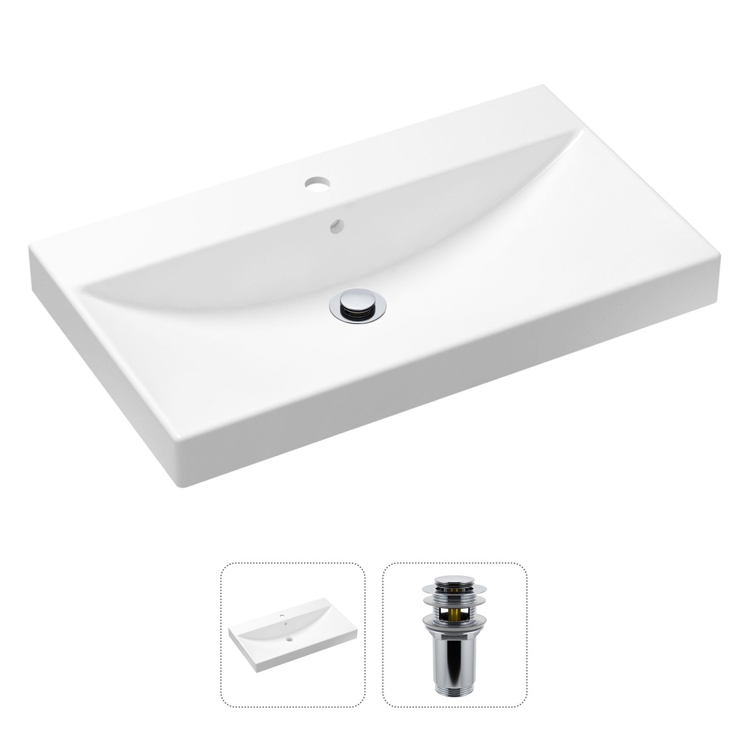фото Комплект 2 в 1 lavinia boho bathroom sink 21520898: врезная раковина, донный клапан