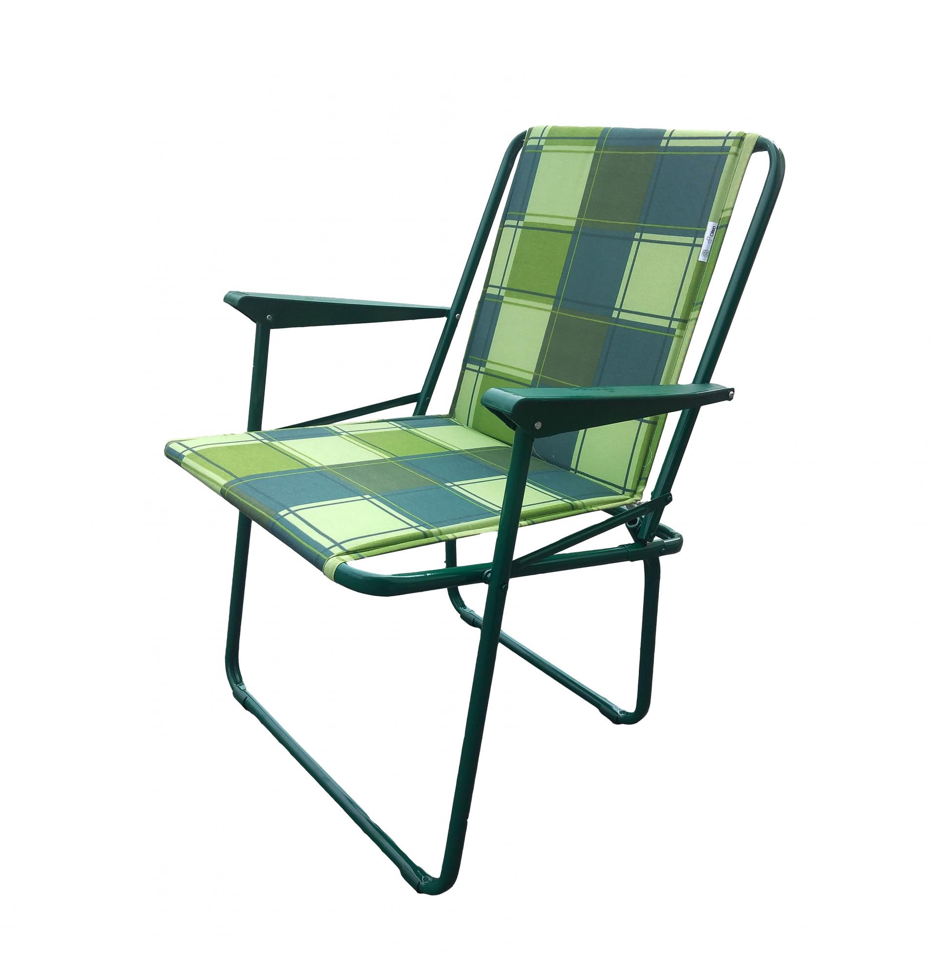 фото Кресло складное мебельторг фольварк мягкое каркас зеленый/ткань зелено-серая клетка