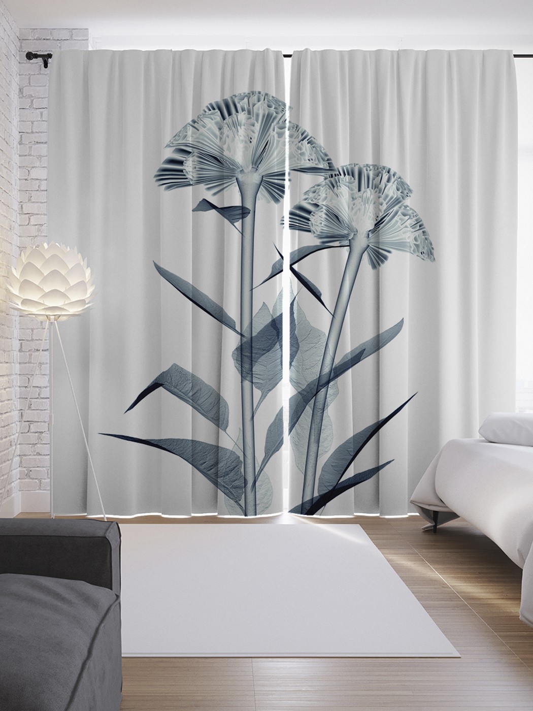 фото Шторы с фотопечатью "мечтательные цветы" из сатена, 290х265 см joyarty