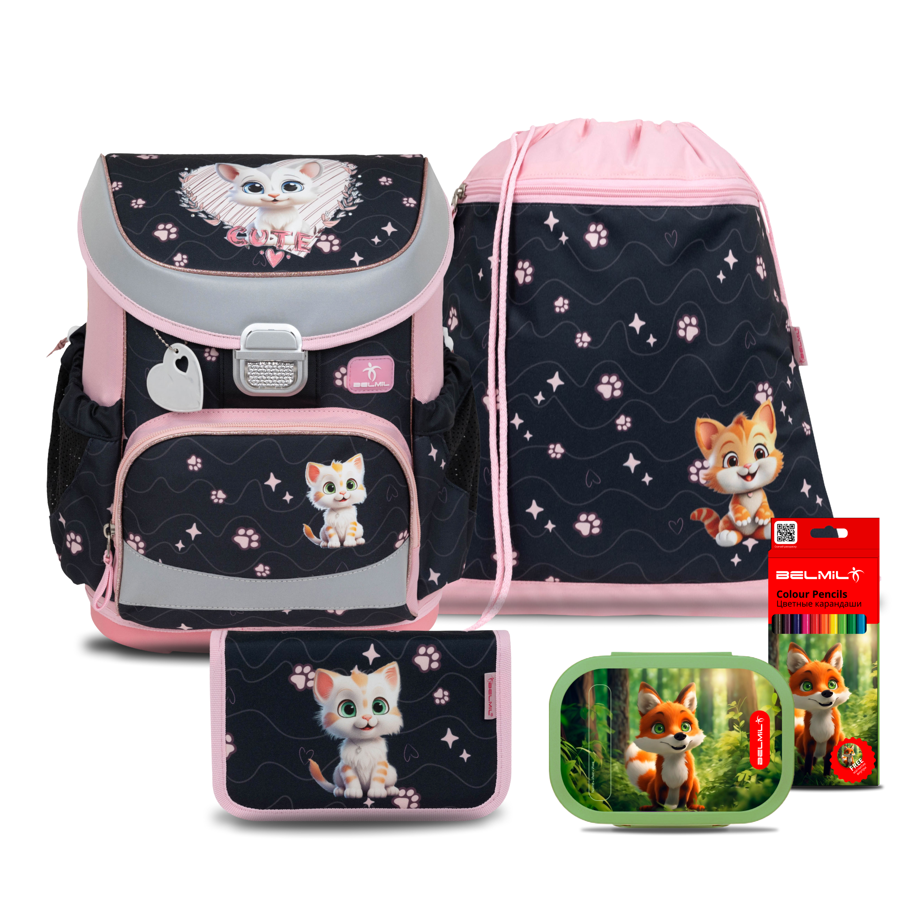 Школьный ранец Belmil Mini-Fit Cute Kitten с наполнением серия 405-33-A08-SET, Синий, "Cute Kitten" с наполнением
Школьный ранец Belmil Mini-Fit Cute Kitten с наполнением серия 405-33-A08-SET, Синий, "Cute Kitten" с наполнением