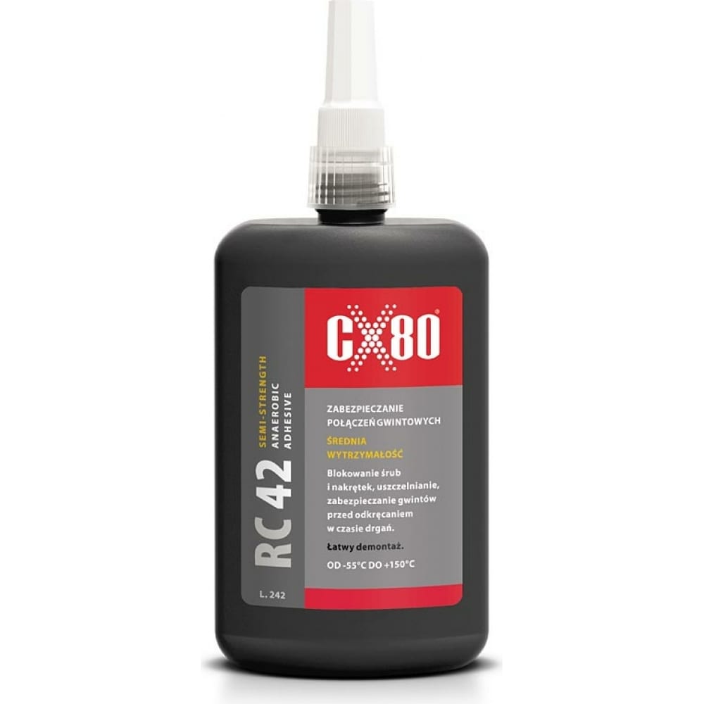 CX80 Фиксатор резьбы средней прочности средней вязкости синий RC42 ANAEROBIC ADHESIVE 250M
CX80 Фиксатор резьбы средней прочности средней вязкости синий RC42 ANAEROBIC ADHESIVE 250M