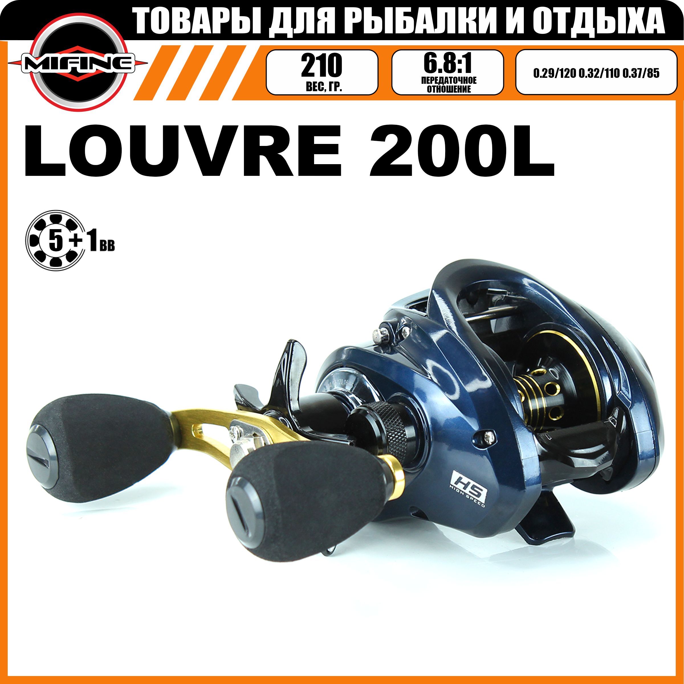 Катушка мультипликаторная MIFINE LOUVRE 200L, 5+1 подшипник, для спиннинговой ловли, Синий, LOUVRE
Катушка мультипликаторная MIFINE LOUVRE 200L, 5+1 подшипник, для спиннинговой ловли, Синий, LOUVRE