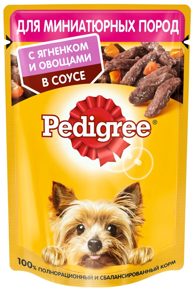 фото Влажный корм для собак pedigree ягненок с овощами, для миниатюрных пород, 85 г