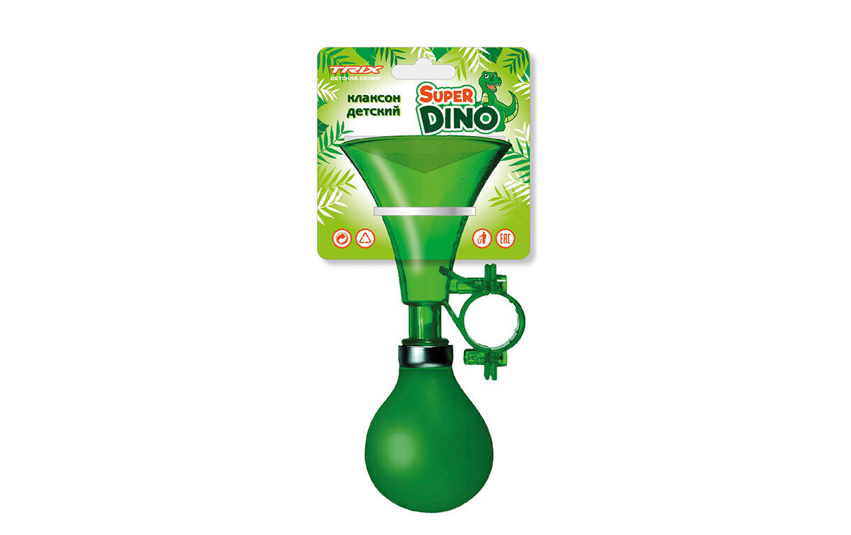 Клаксон TRIX Super Dino детский, один рожок, пластик-резина, прозрачный-зеленый, Super Dino
Клаксон TRIX Super Dino детский, один рожок, пластик-резина, прозрачный-зеленый, Super Dino