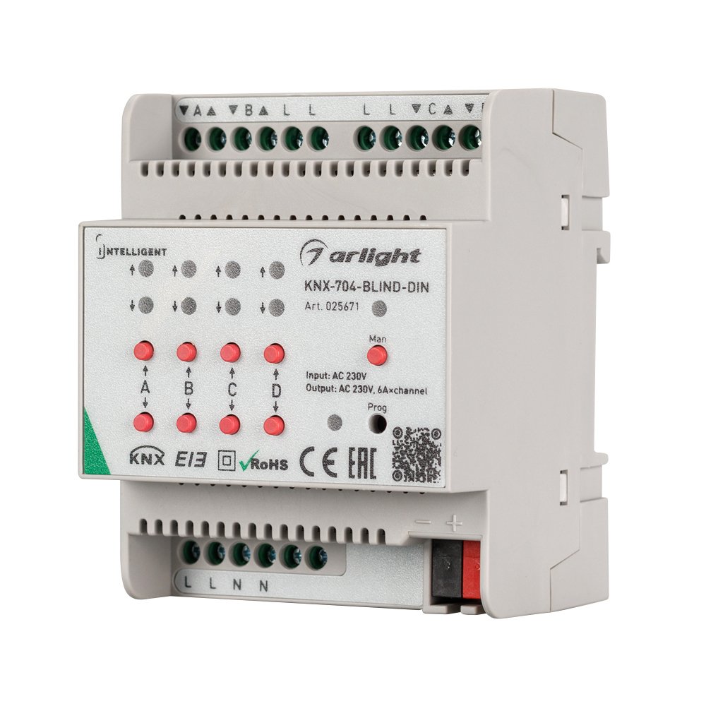 Arlight INTELLIGENT ARLIGHT Контроллер штор KNX-704-BLIND-DIN (230V, 4x6A), INTELLIGENT ARLIGHT Контроллер штор KNX-704-BLIND-DIN (230V, 4x6A)
Arlight INTELLIGENT ARLIGHT Контроллер штор KNX-704-BLIND-DIN (230V, 4x6A), INTELLIGENT ARLIGHT Контроллер штор KNX-704-BLIND-DIN (230V, 4x6A)