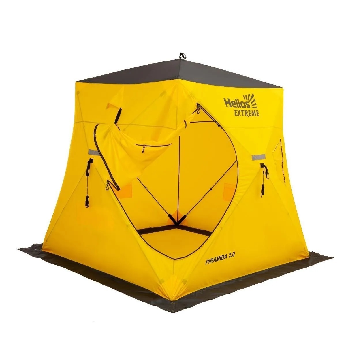 фото Палатка helios piramida extreme v 2.0, для рыбалки, 3 места, желто-черный