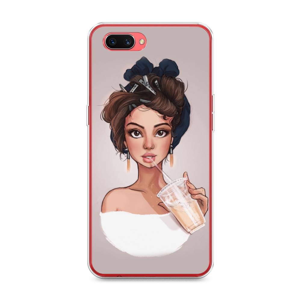 Чехол для Oppo A3s "Девушка с фраппе", Серый, 250650-6 
Чехол для Oppo A3s "Девушка с фраппе", Серый, 250650-6