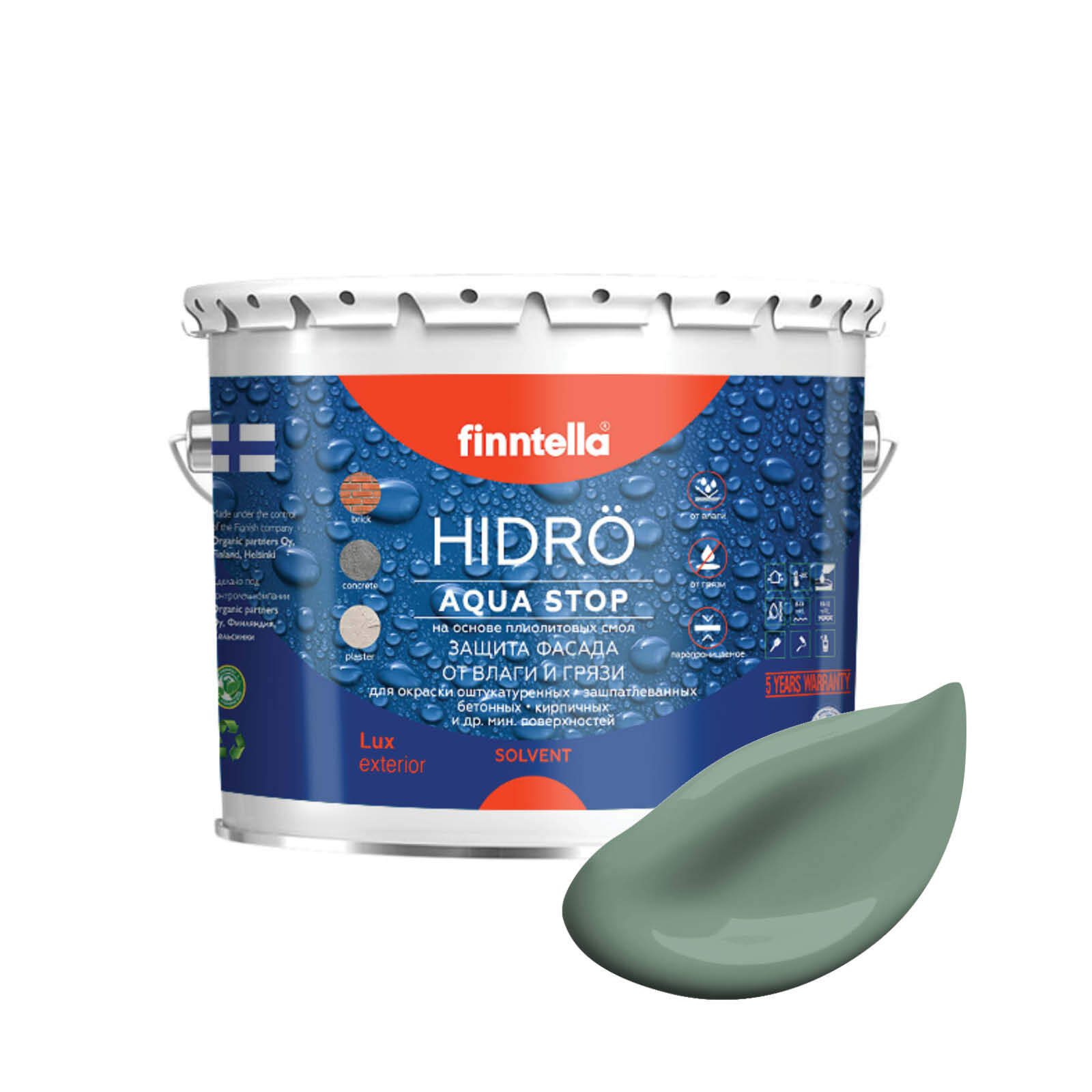 Краска HIDRO, NAAMIOINTI зеленый хаки, 2,7л, HIDRO самоочищающаяся фасадная со свойствами лотоса, плиолит-полиуретановая
Краска HIDRO, NAAMIOINTI зеленый хаки, 2,7л, HIDRO самоочищающаяся фасадная со свойствами лотоса, плиолит-полиуретановая