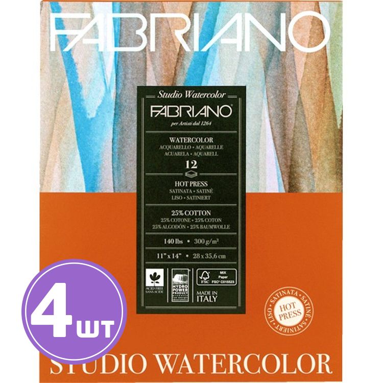 Альбом для акварели Fabriano Watercolour Studio, 300 г/м2, 28х35,6 см 4 альбома по 12 л.
Альбом для акварели Fabriano Watercolour Studio, 300 г/м2, 28х35,6 см 4 альбома по 12 л.