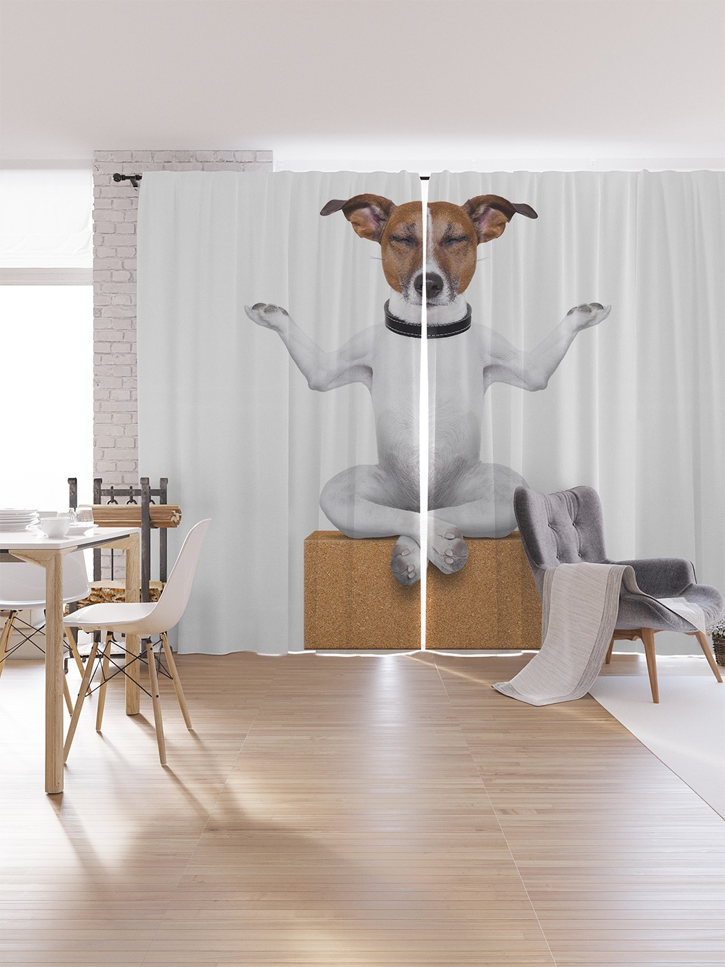 Шторы под лён «Медитирующий пес», серия Oxford DeLux, 340х265 см 
Шторы под лён «Медитирующий пес», серия Oxford DeLux, 340х265 см