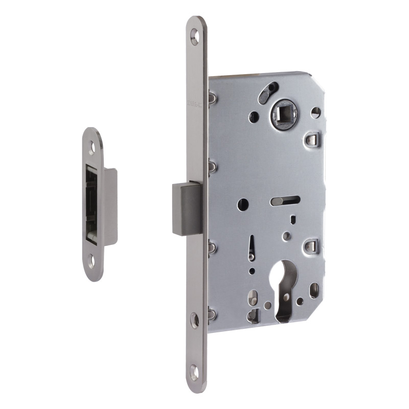 фото Замок врезной магнитный под цилиндр нора-м м25м-85 мм, матовый хром