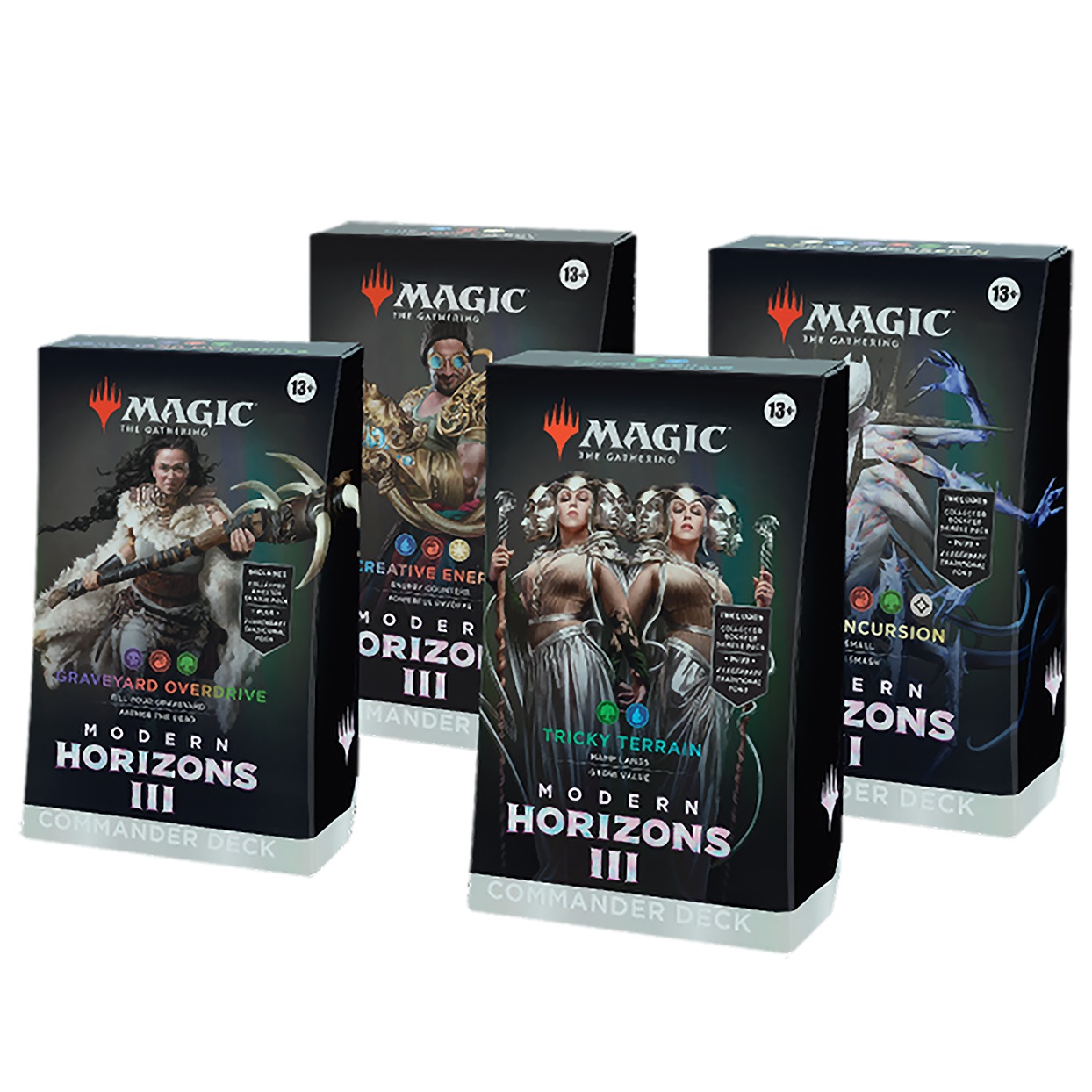 Комплект из 4 командирских колод Magic The Gathering Modern Horizons 3 на английском языке, Колоды
Комплект из 4 командирских колод Magic The Gathering Modern Horizons 3 на английском языке, Колоды