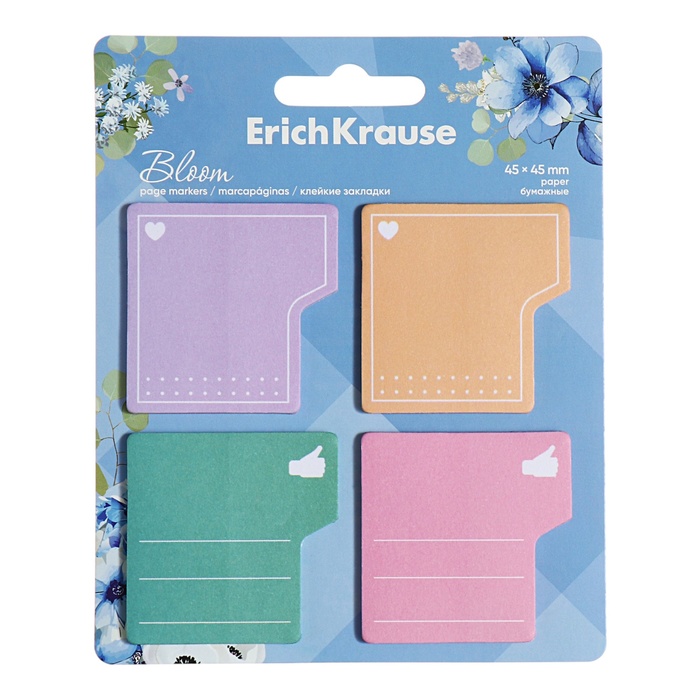 Закладки ErichKrause Pastel Bloom с клеевым краем бумажные 45X45 мм , 80 листов, 4 цвета
Закладки ErichKrause Pastel Bloom с клеевым краем бумажные 45X45 мм , 80 листов, 4 цвета