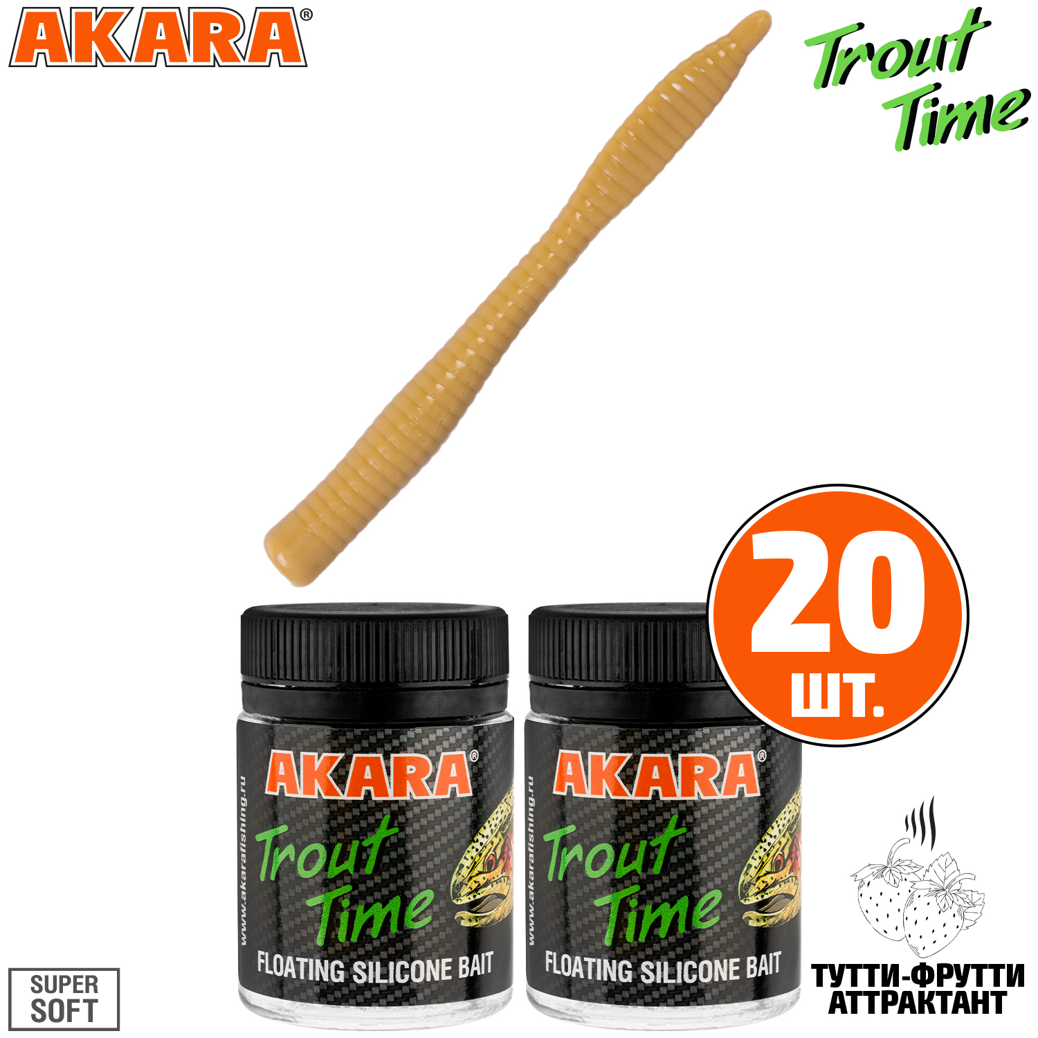 Силиконовая приманка Akara Trout Time WORM 3 445, Tu-Frutti (20 шт.), WORM 3 Тутти-Фрутти
Силиконовая приманка Akara Trout Time WORM 3 445, Tu-Frutti (20 шт.), WORM 3 Тутти-Фрутти