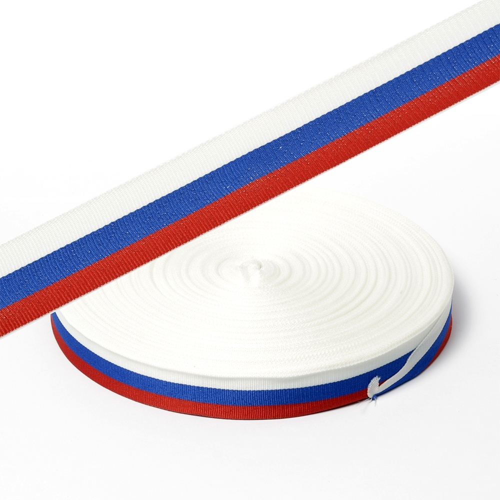 TBY Триколор, B 24 мм, тканая, 100 м, Синий;белый;красный 
TBY Триколор, B 24 мм, тканая, 100 м, Синий;белый;красный
