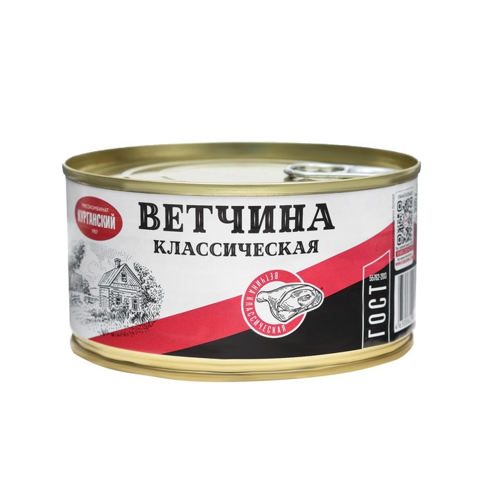 фото Ветчина стандарт классическая 325г ж/б ключ кмк курганский мясокомбинат