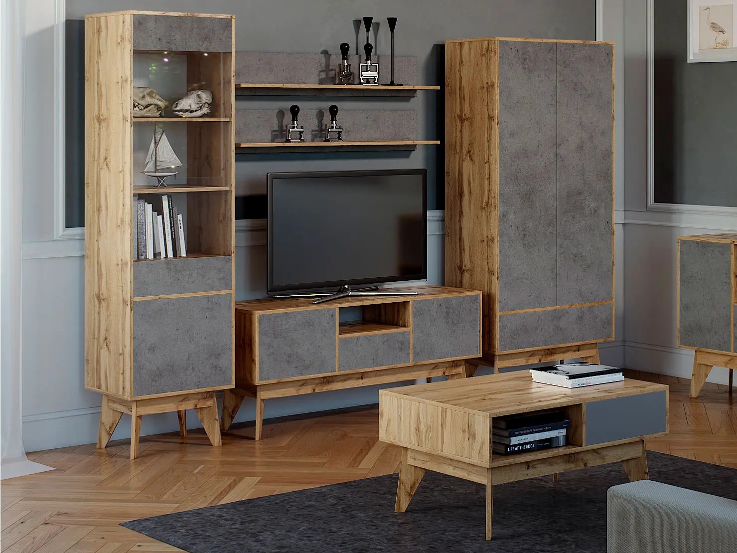 Гостиная Милана Гостиная Хелен Композиция №1 Дуб Ватан / Бетон Чикаго 
Гостиная Милана Гостиная Хелен Композиция №1 Дуб Ватан / Бетон Чикаго