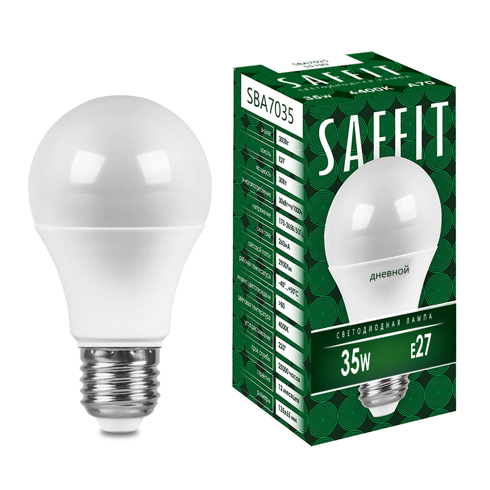 Лампочка светодиодная Saffit SBA7035, 35Вт E27 230V дневной, упаковка 10 шт, 55199, SBA7035
Лампочка светодиодная Saffit SBA7035, 35Вт E27 230V дневной, упаковка 10 шт, 55199, SBA7035