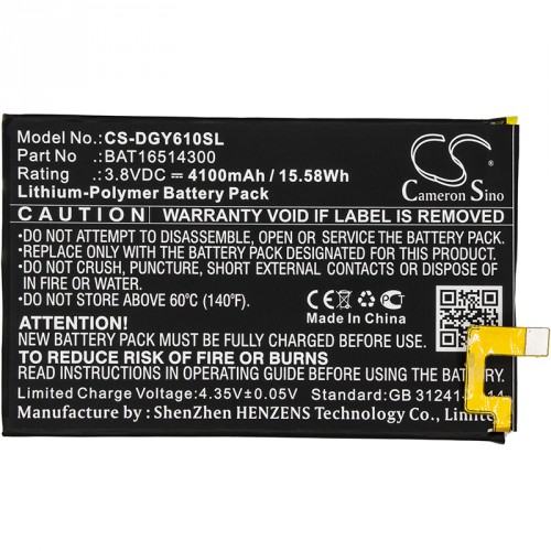 Аккумуляторная батарея CameronSino CS-DGY610SL для смартфона Doogee Y6 Max (BAT16514300)
Аккумуляторная батарея CameronSino CS-DGY610SL для смартфона Doogee Y6 Max (BAT16514300)