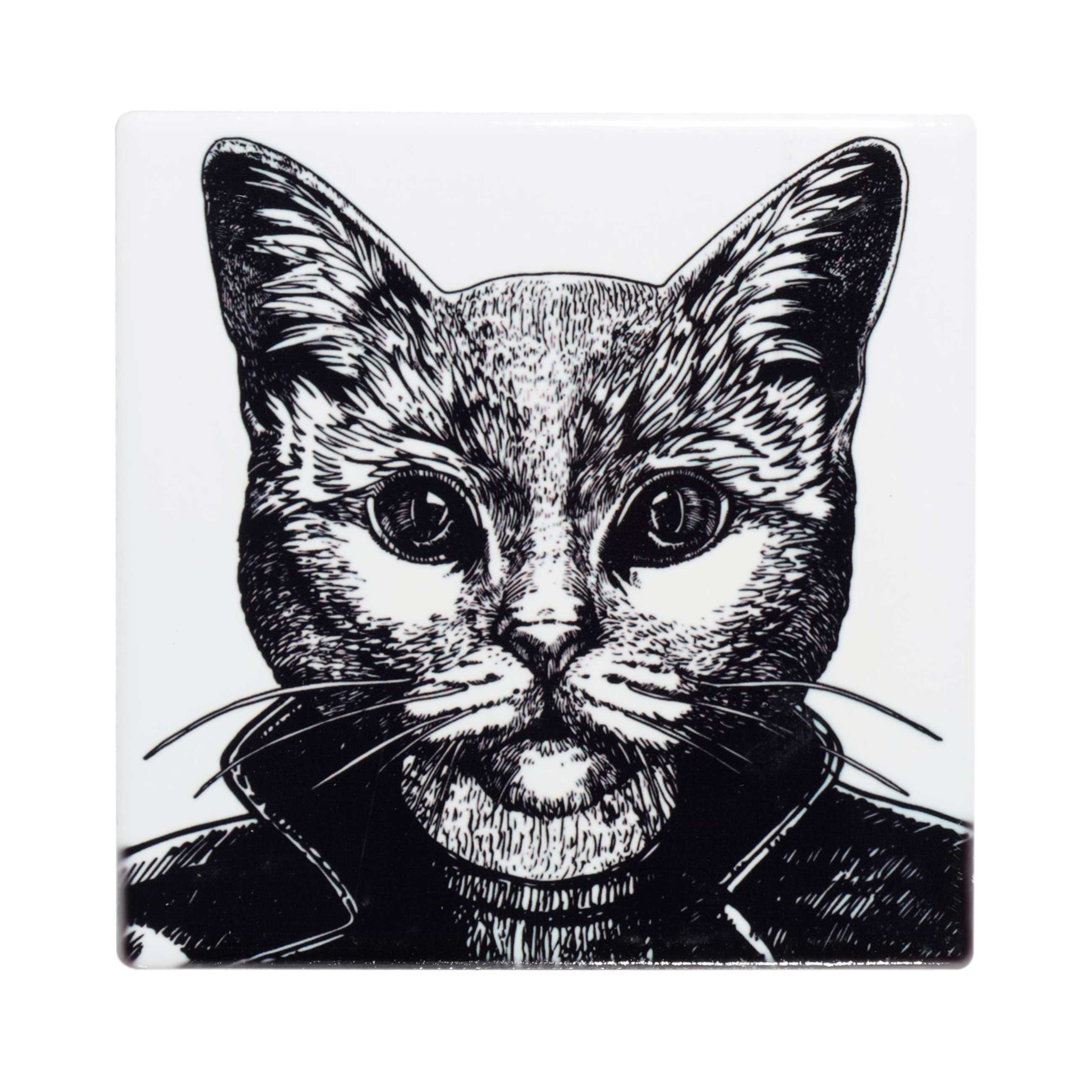 Подставка под кружку, 11x11 см, керамика/пробка, квадратная, Кот в косухе, Brutal style
Подставка под кружку, 11x11 см, керамика/пробка, квадратная, Кот в косухе, Brutal style