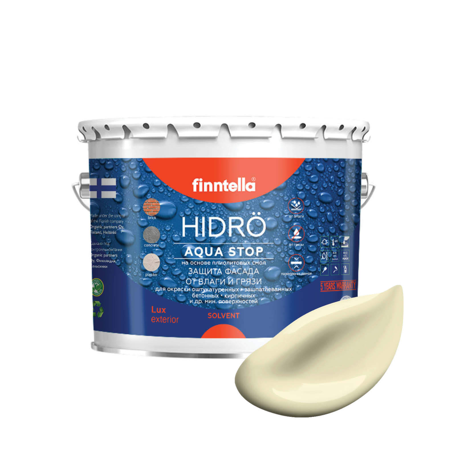 Краска HIDRO, IVORY Светло-жёлтый, 2,7л, Желтый, HIDRO самоочищающаяся фасадная со свойствами лотоса, плиолит-полиуретановая
Краска HIDRO, IVORY Светло-жёлтый, 2,7л, Желтый, HIDRO самоочищающаяся фасадная со свойствами лотоса, плиолит-полиуретановая