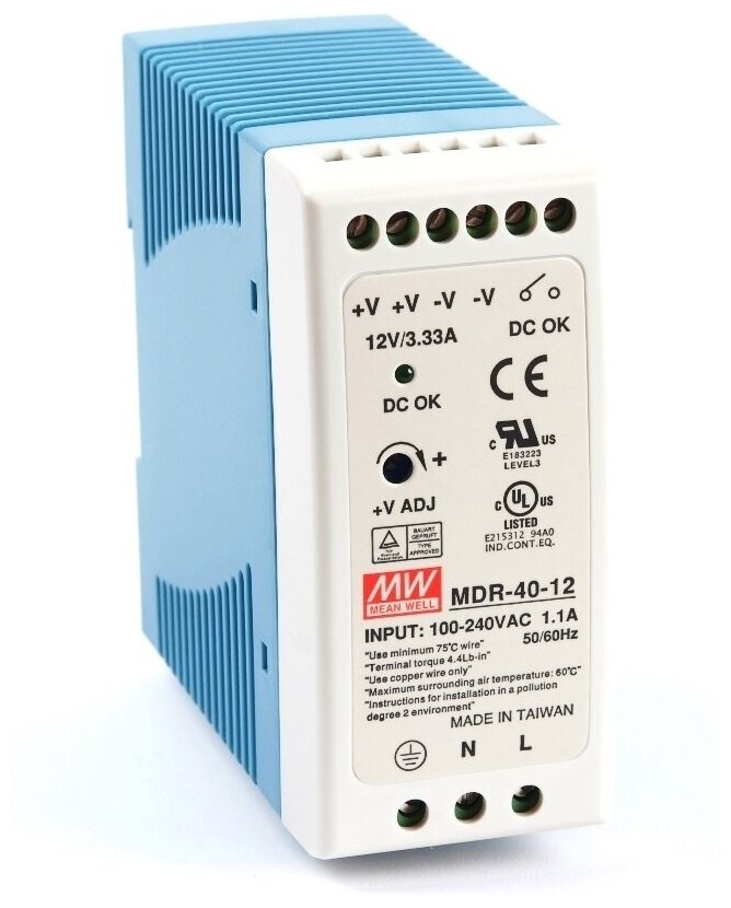 Преобразователь AC-DC сетевой Mean Well DRA-40-12 P вых: 40 Вт; Выход: 12 В; U1: 12...15 В
Преобразователь AC-DC сетевой Mean Well DRA-40-12 P вых: 40 Вт; Выход: 12 В; U1: 12...15 В