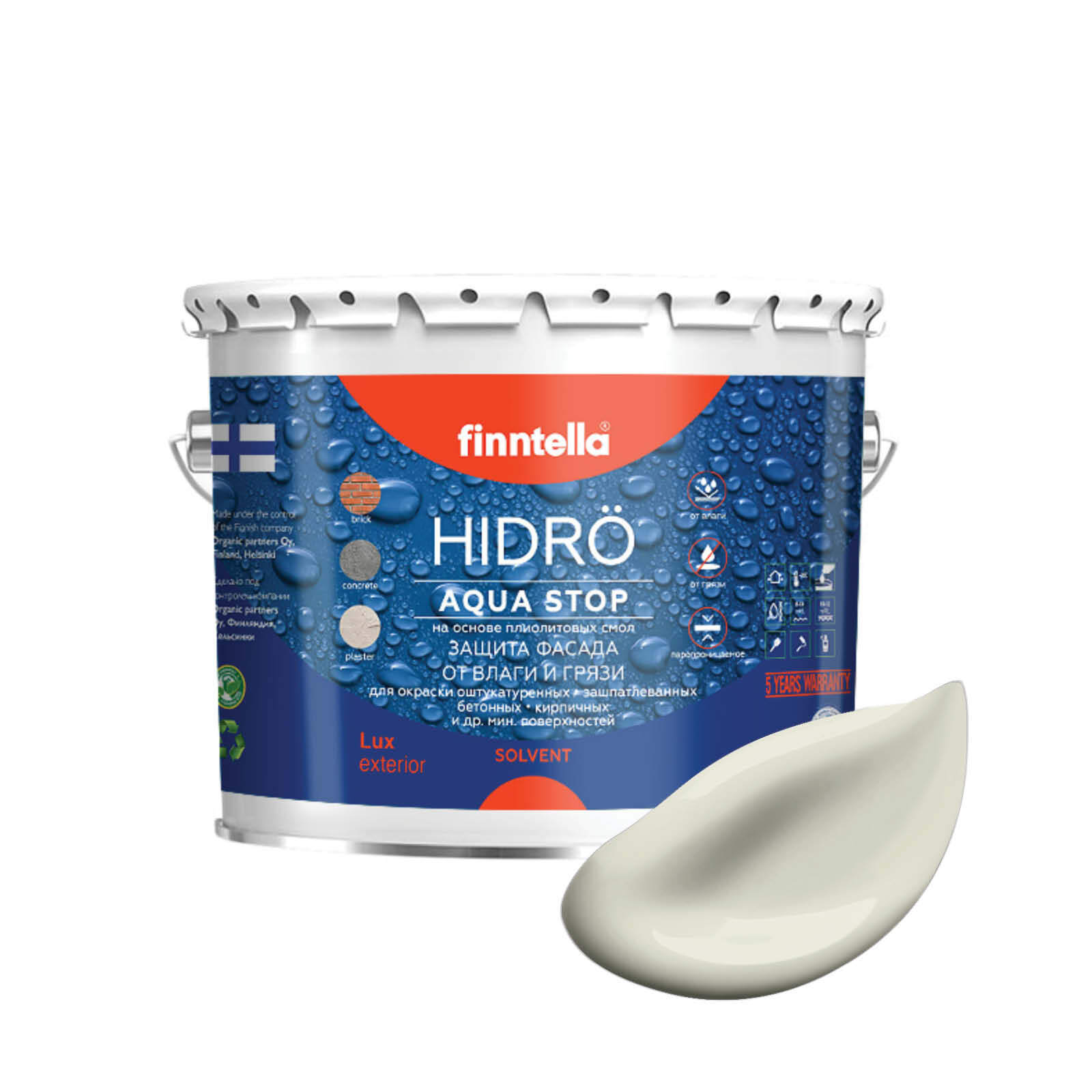 Краска HIDRO, ALBIINO бледно серо-желтый, 2,7л, HIDRO самоочищающаяся фасадная со свойствами лотоса, плиолит-полиуретановая
Краска HIDRO, ALBIINO бледно серо-желтый, 2,7л, HIDRO самоочищающаяся фасадная со свойствами лотоса, плиолит-полиуретановая