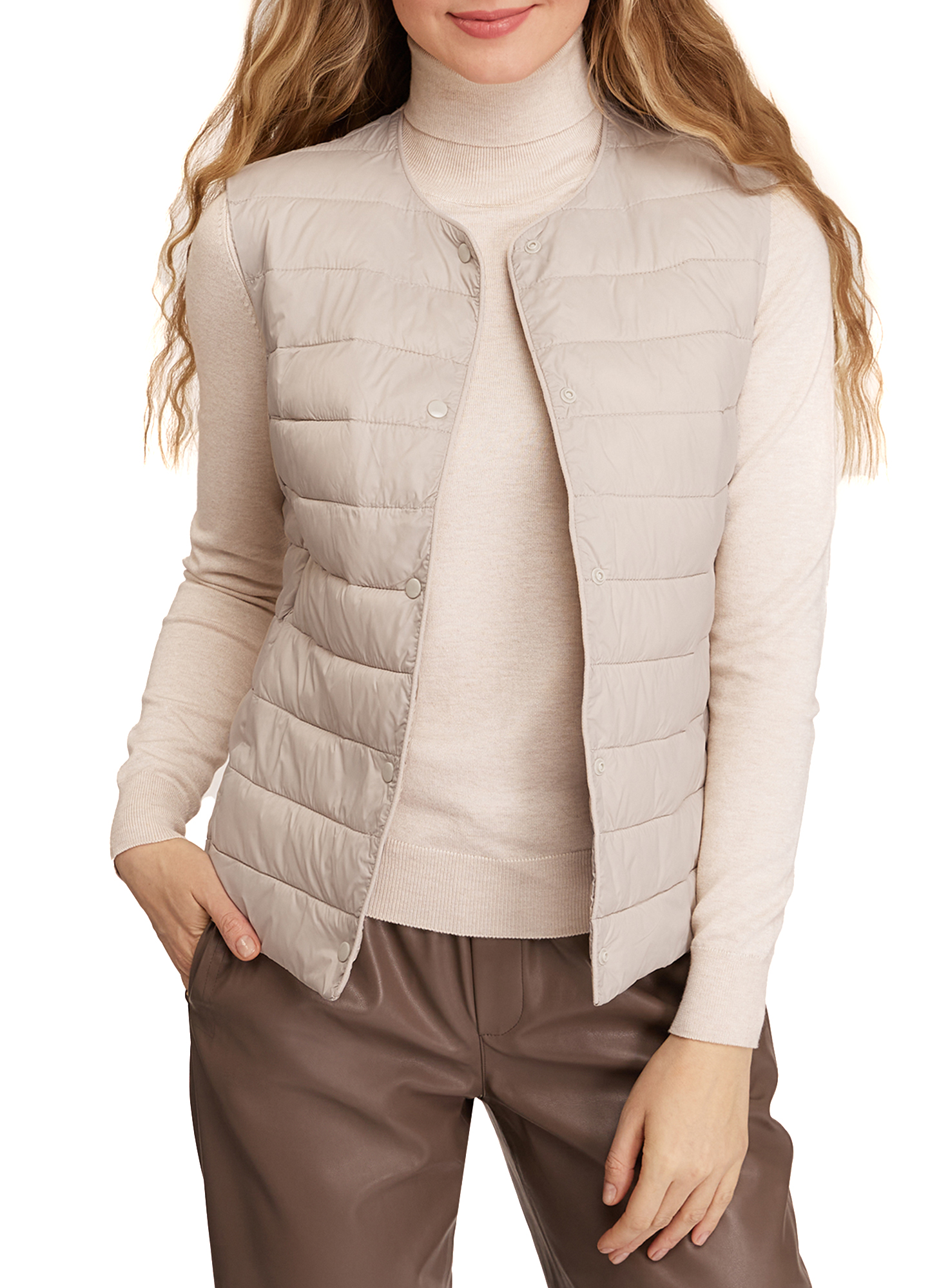 фото Утепленный жилет женский oodji 19400114 бежевый 40 eu