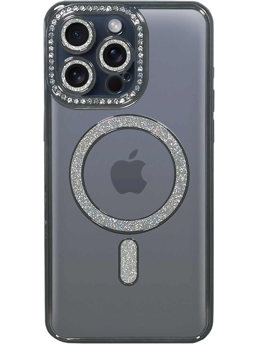 Силиконовый чехол на Apple iPhone 15 Pro Max MagSafe со стразами черный, 775148174
Силиконовый чехол на Apple iPhone 15 Pro Max MagSafe со стразами черный, 775148174