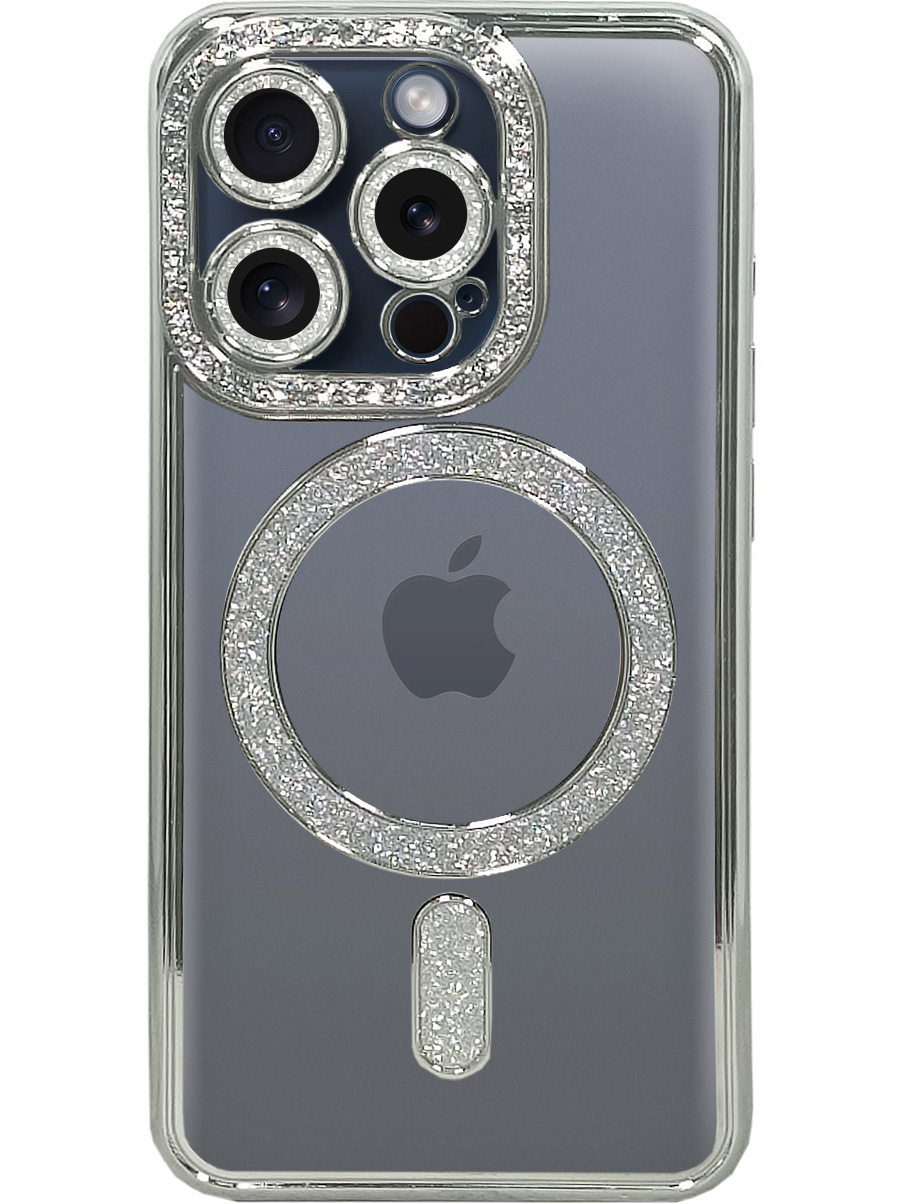 Силиконовый чехол на Apple iPhone 15 Pro MagSafe со стразами серебристый, 775148074
Силиконовый чехол на Apple iPhone 15 Pro MagSafe со стразами серебристый, 775148074