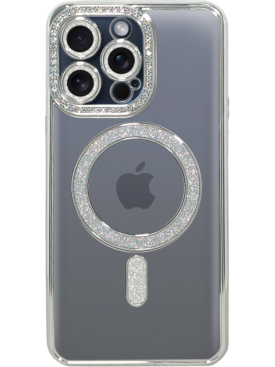 Силиконовый чехол на Apple iPhone 15 Pro Max MagSafe со стразами серебристый, 775148174
Силиконовый чехол на Apple iPhone 15 Pro Max MagSafe со стразами серебристый, 775148174