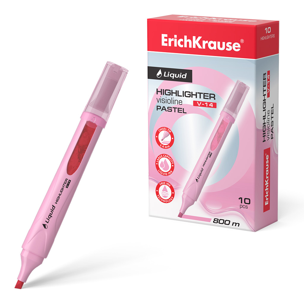 Текстмаркер ErichKrause Liquid Visioline V-14 Pastel,56025 цвет розовый 10 штук, Liquid Visioline V-14
Текстмаркер ErichKrause Liquid Visioline V-14 Pastel,56025 цвет розовый 10 штук, Liquid Visioline V-14