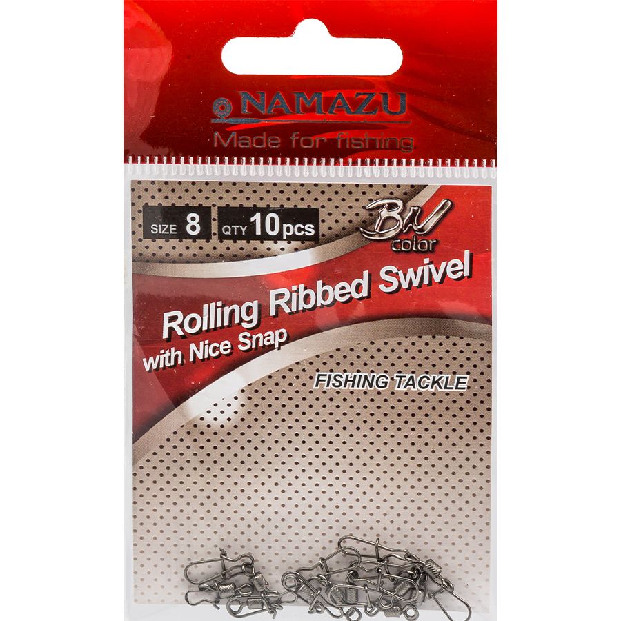 Вертлюг с застежкой Namazu N-FT-RSNS8 #8 ROLLING RIBBED SWIVEL WITH NICE SNAP 17кг, Черный, ROLLING RIBBE new stl
Вертлюг с застежкой Namazu N-FT-RSNS8 #8 ROLLING RIBBED SWIVEL WITH NICE SNAP 17кг, Черный, ROLLING RIBBE new stl