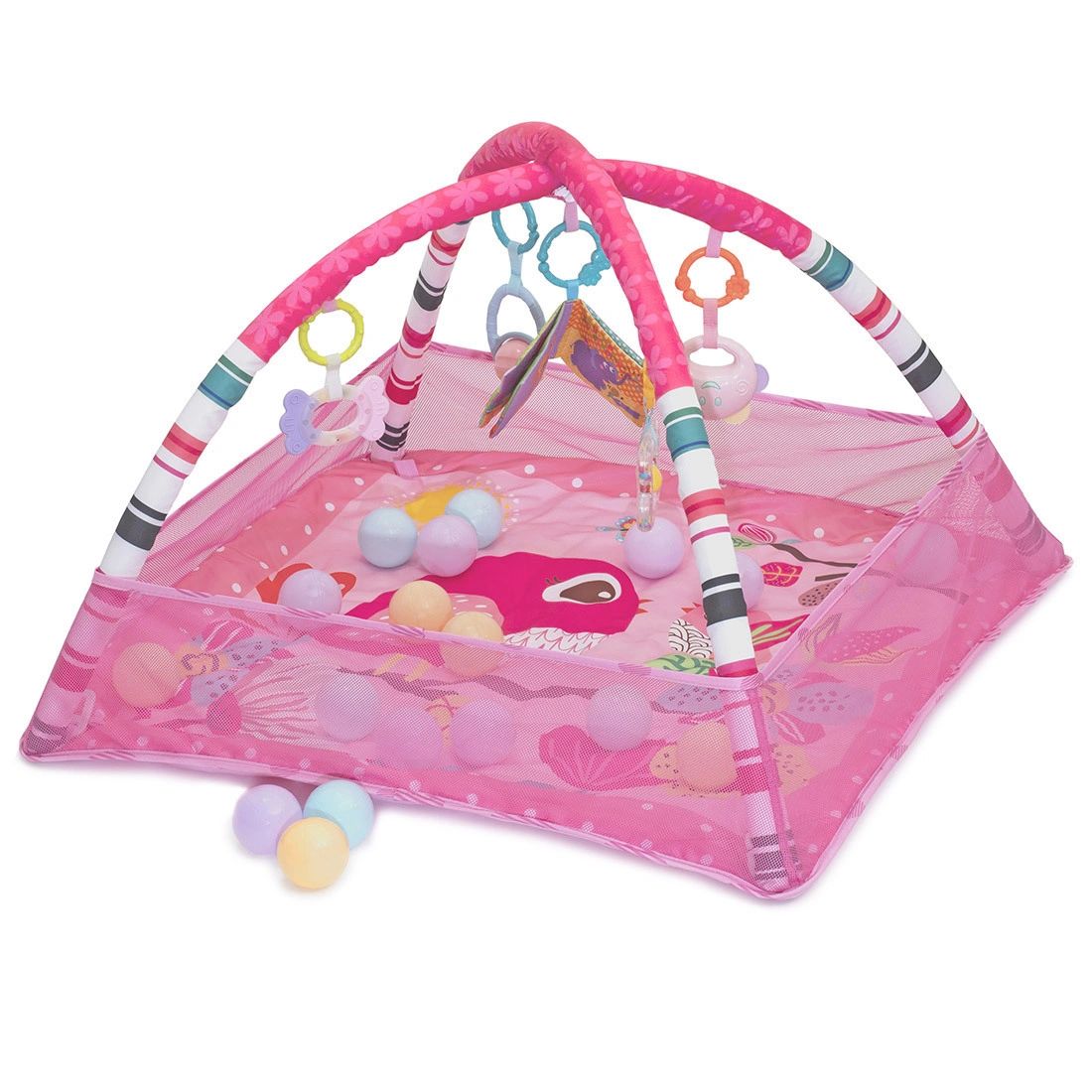 фото Развивающий коврик для новорожденного с игрушками nuовi в-fкid-р (розовый) funkids