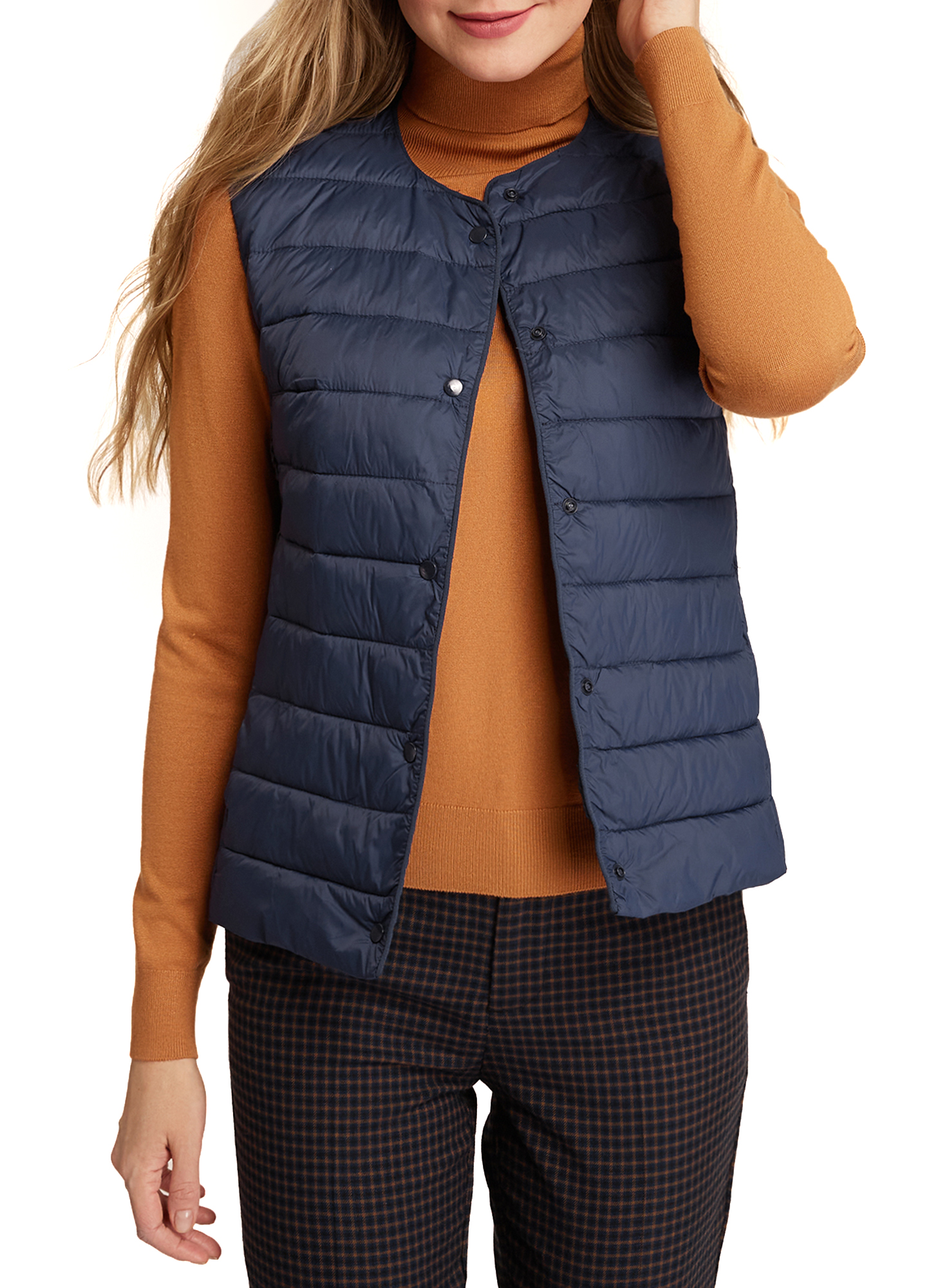 фото Утепленный жилет женский oodji 19400114 синий 44 eu